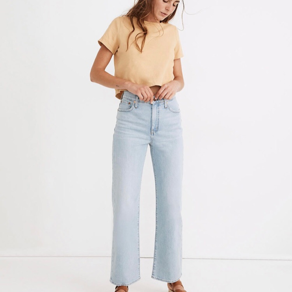 Madewell slim wide leg full length jeans in Edmunds wash
